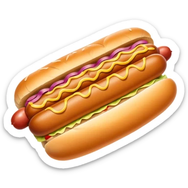 Grilled hot dog in a bun. Add sauerkraut on one side and then drizzle spicy mustard on the top  sticker