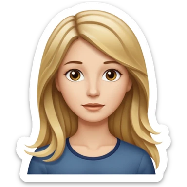 Mulher branca, cabelos longos liso com as pontas ondulado castanho com loiro com luzes  sticker