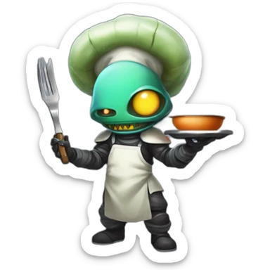 alien chef scifi roguelike rpg style inspired by slay the spire digital art sticker