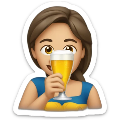 Bella mujer sonríe levantando una copa de cerveza sticker
