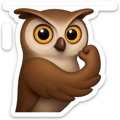 В стилистике эмоджи сгенерируй сову, она в позе со знаменитого плаката We can do it крылом, уверенным лицом и позой показывает уверенность в своих силах, прозрачный фон sticker