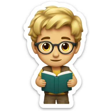 Niño rubio con pelo de libro muy fuerte sticker