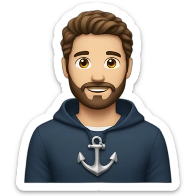 Brown hair man with anchor beard sticker