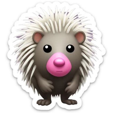 Brazilian porcupine with a big pink nose, and white pricks all over its face and body  sticker