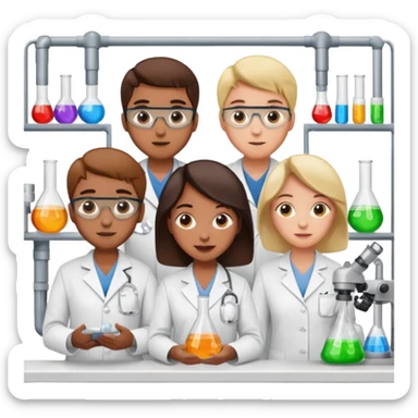 Five chemists: one organic chemist, on physical chemist, one inorganic chemist, one technical chemist and on theoretical chemist sticker
