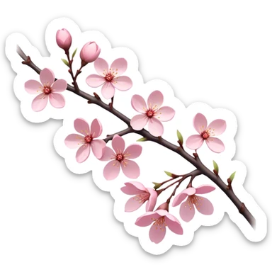 Cinematic Realistic Sakura Flowers on a Branch, depicted as delicate, soft pink blossoms gracefully adorning a slender, gently twisted branch, illuminated by subtle, warm natural light that accentuates their ethereal beauty and transient charm, poetic spring scene sticker