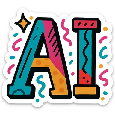 the letters AI in a creative style, no specific theme sticker