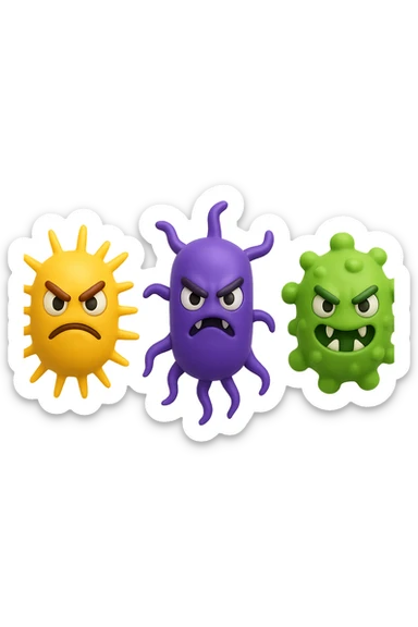 emoji 3d stile iphone di tre batteri intestinali cattivi 3d sticker