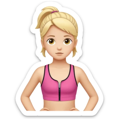 prepubescent flat-chested child girl in a zipper sports bra sticker