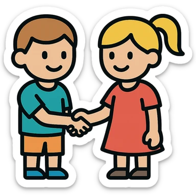 boy and girl shaking hands sticker