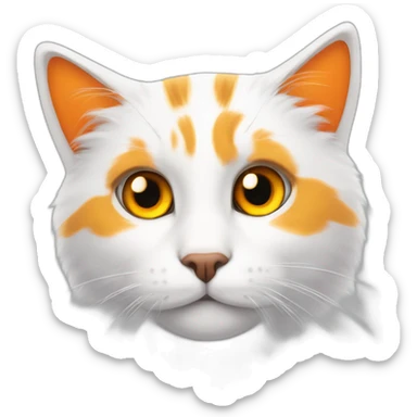 hazme un gato blanco peludo con manchas naranja, ojos amarillos sticker