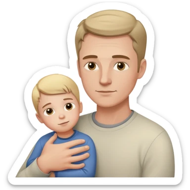 White man with a child, caring pose sticker