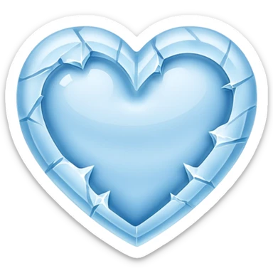 a flat heart that appears to be chiseled from a block of ice. Frost seems to grow on it sticker