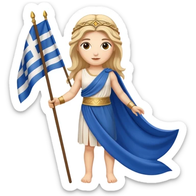 Déesse grecque avec drapeau grec sticker