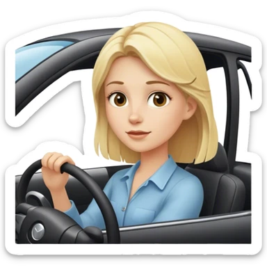 blonde girl driving car sticker