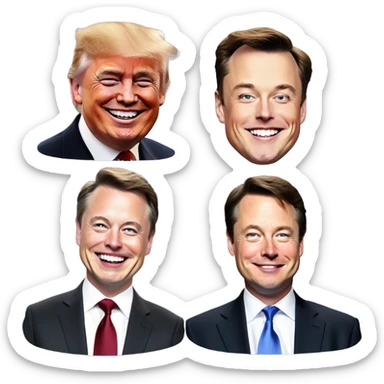 Elon musk, Jd vance, RFK JR, and donald trump laughing together sticker