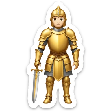 a knight in gold armor sticker
