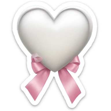 white heart with light pink ribbon bow sticker