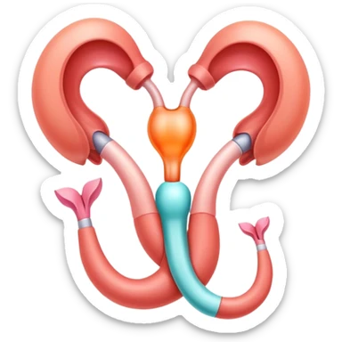 A symbolic female reproductive system with ovaries and uterus, abstract medical illustration sticker
