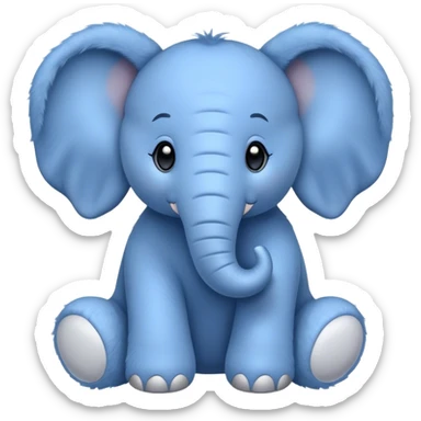 Cuddly soft toy blue fluffy elephant  sticker