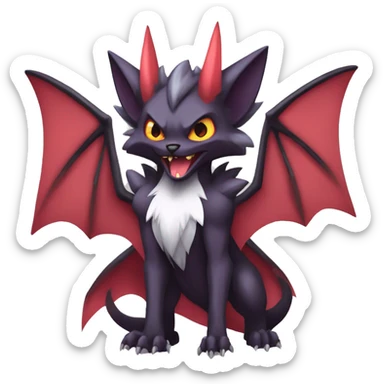  Anthro Kawaii Edgy Cool Vampiric Demonic Beautiful Noivern-Zoroark-Litten with big Bat Ears full body sticker