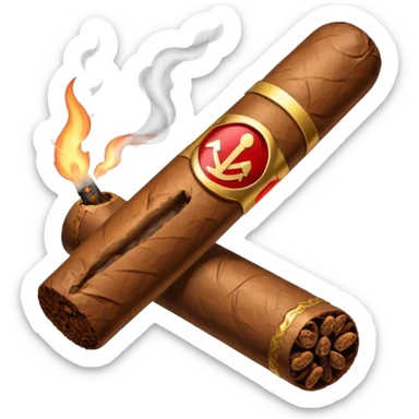 cigar with a prohibition symbol sticker