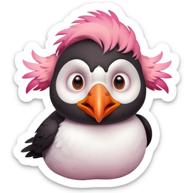 pink puffin angry blow steam nose beak sticker