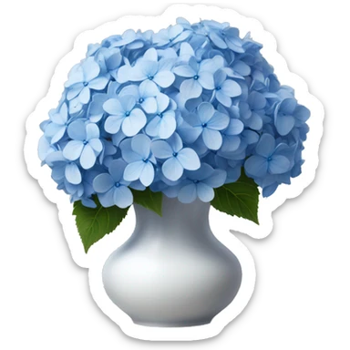 blue hydrangea bouquet in white vase hyper realistic  sticker