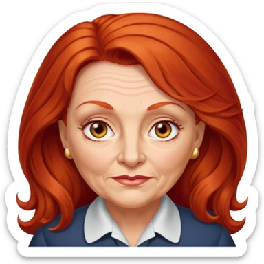 Heavy set older 50's long red hair women hazel eyes sticker