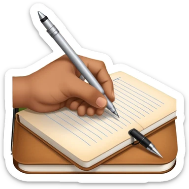 A hand writing in a field notes journal sticker