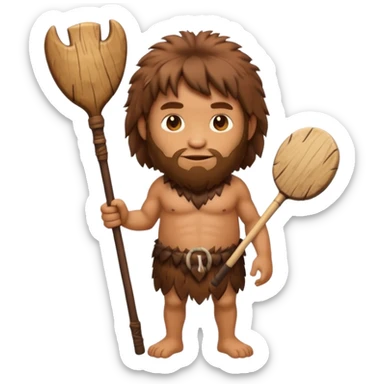Caveman emoji in animal skin with a club sticker