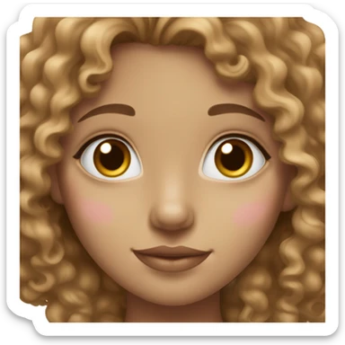 A girl with light brown curly hair, hazel eyes, beautiful pink lips, white skin and a small nose. sticker