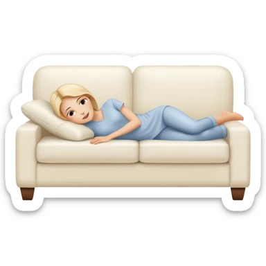 Women lying on a white sofa  sticker