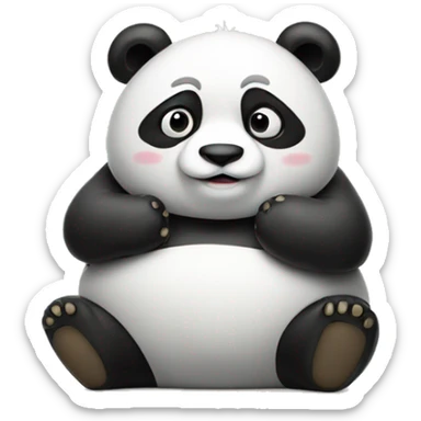 A fat panda holding a sign that says sad sticker