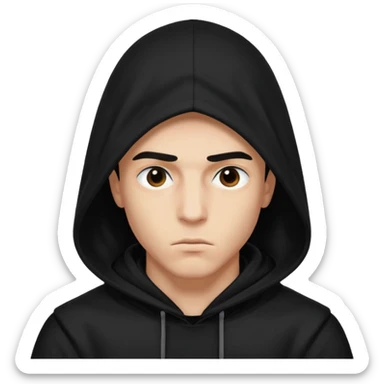 Un joven con una capucha negra que solo le deje ver los ojos y cejas sticker