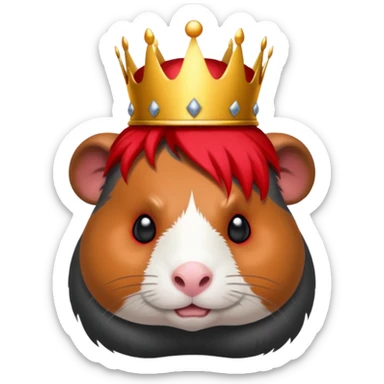 guinea pig evil king with black crown, red eyes and dark aura sticker