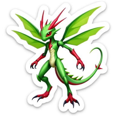  Cool Edgy Shiny Futuristic Ethereal Legendary Scizor-Digimon-Schyther-Flygon-hybrid full body sticker