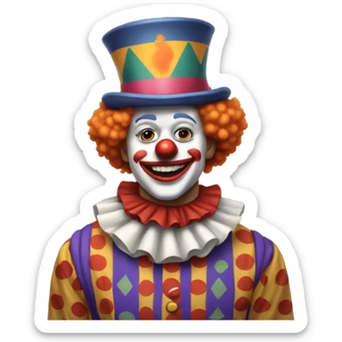 Clown emoji with 😔  sticker