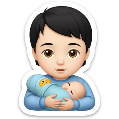 black hair infant sticker