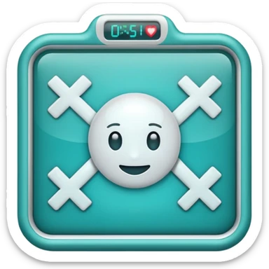 Emoji-style icon representing disease detection using a medical cross, scan frame, and health signal. Clean, friendly, rounded design, clear at small sizes, teal and white accents, no text, transparent background. sticker