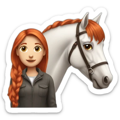 Red haired Girl with horse sticker