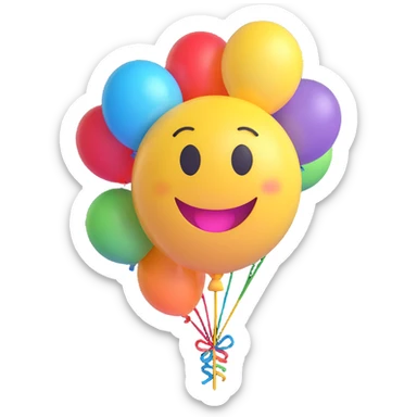 3D smiley emoji, large eyelashes, girly, colorful balloon, loving sticker