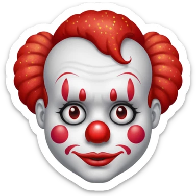red glitter clown with the sad facial expression sticker