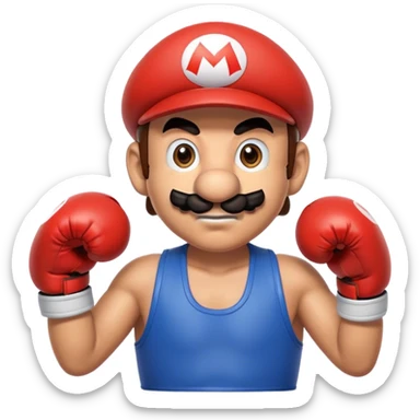 super mario with boxing gloves sticker