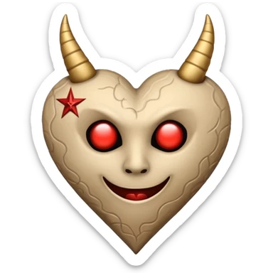 beige heart satanic sticker