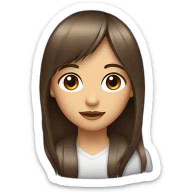dark-brown-long-hair-fringe-girl-with-black -eyes Download emoji sticker