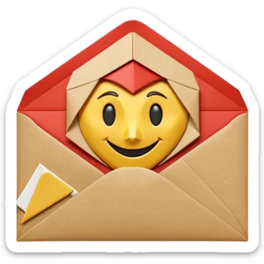 3D render of Envelope with Wax Seal entirely of folded origami paper, sharp creases, cardboard texture, matte finish, visible paper grain, craft aesthetic,emoji style, isolated on white background --v 6.0 sticker