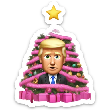 realistic trump decorating a pink christmas tree  sticker