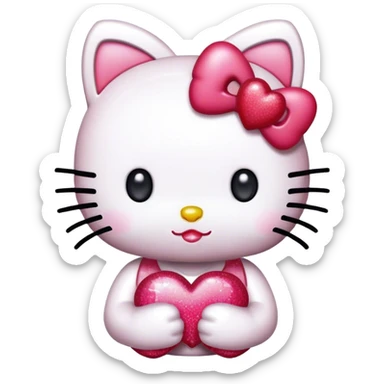 Hello kitty with hearts and glitter sticker