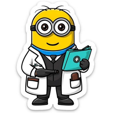 minion character in doctor outfit sticker